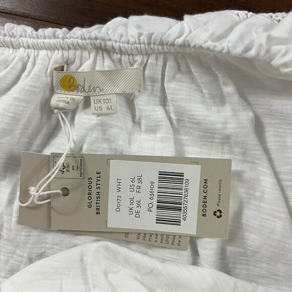 Boden Size UK 10 / US 6 L White Off The Shoulder Ruffle Jersey Dress - Picture 6 of 9